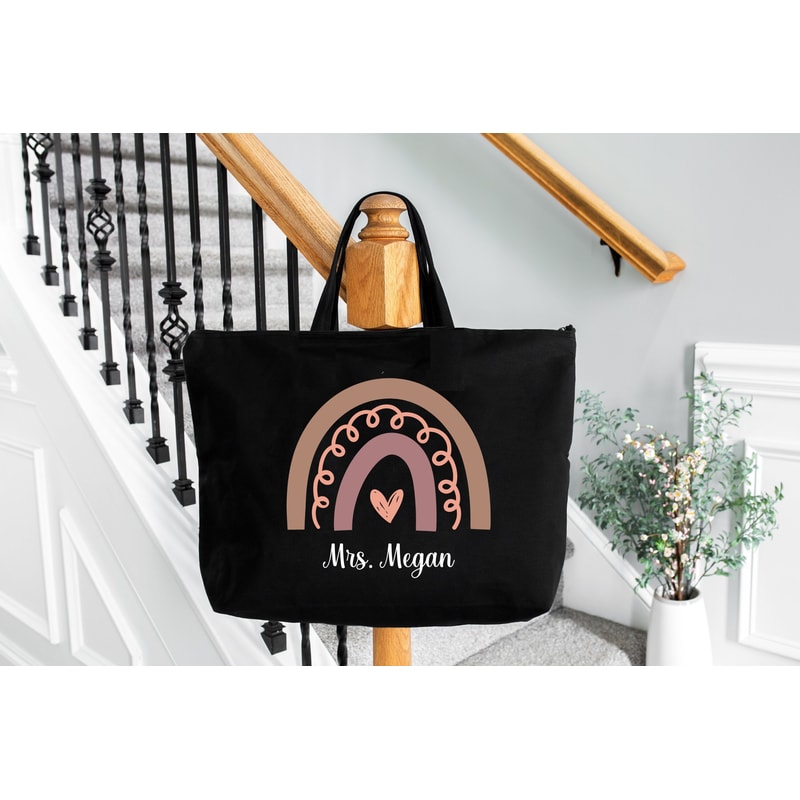 Personalized Teacher Rainbow Tote Bag, Teacher Gifts, Teacher Tote Bag, End Of School Gift, Custom Teacher Bag, Kindergarten Teacher Bags.jpg