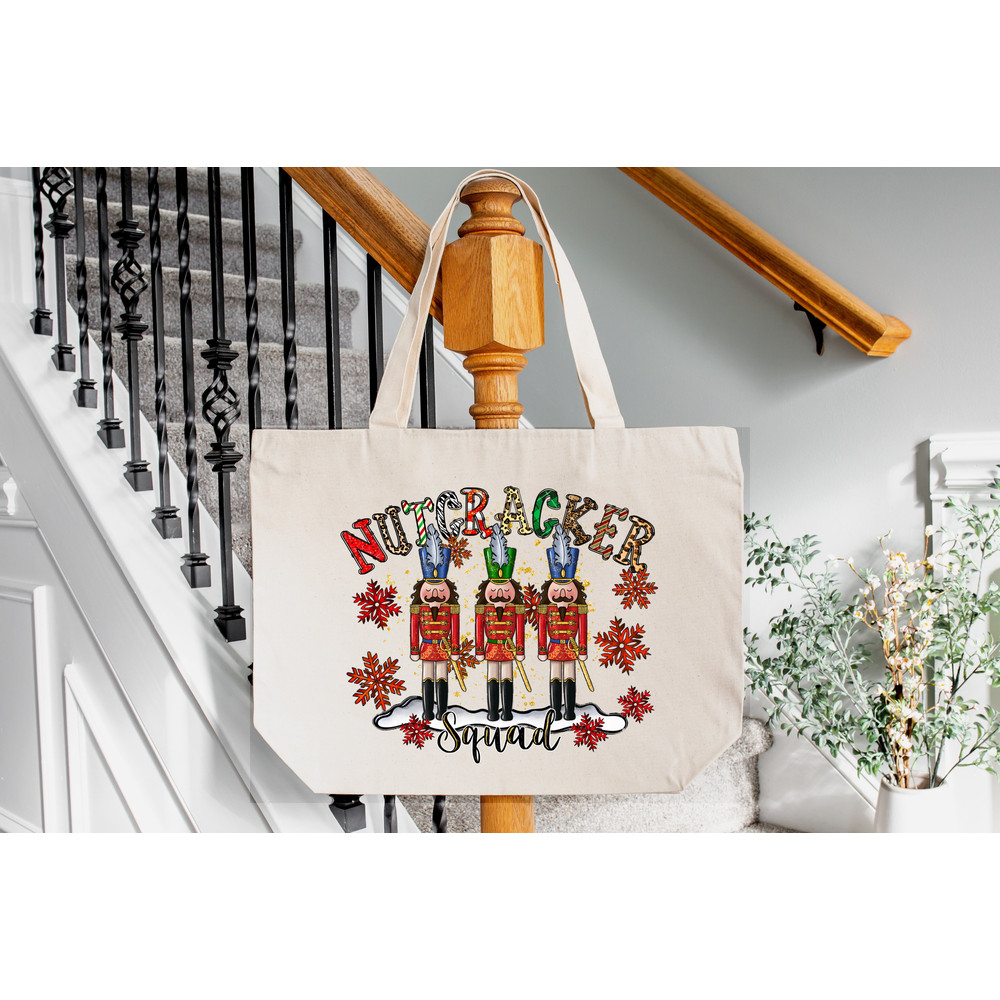 Pink Nutcracker Tote Bag, Christmas Pink Nutcracker Gift Bag, Nutcracker Friends Tote Bag, Funny Nutcracker Tote Bag, Holiday Gift Tote Bag.jpg