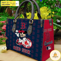 boston red sox mickey women leather hand bag, custom bag
