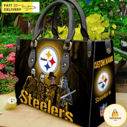 Pittsburgh Steelers NFL Halloween Women Leather Hand Bag, Custom Bag
