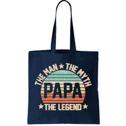 Retro Papa The Man Myth Legend Tote Bag