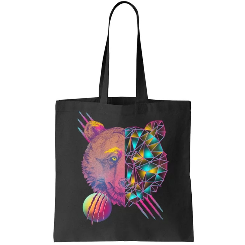 Retro Polygon Bear Vintage 80's Tote Bag.jpg