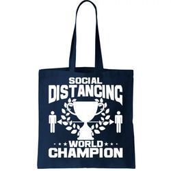 Social Distancing World Champion Trophy Tote Bag