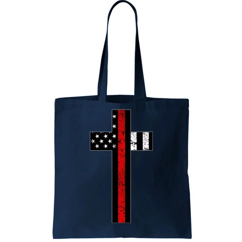 Thin Red Line Cross Firefighter Tote Bag.jpg
