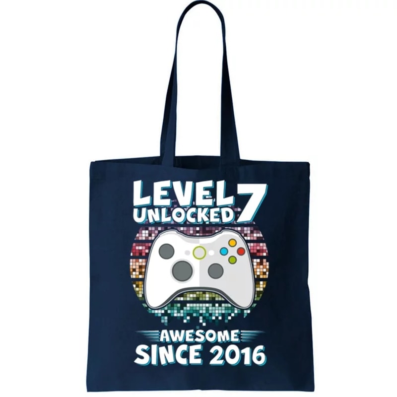 Level 7 Unlocked Awesome Since 2016 Gamer Birthday Tote Bag.jpg