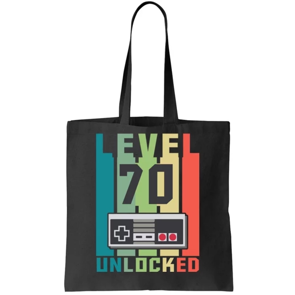Level 70 Unlocked Funny Retro Gamer Birthday Tote Bag.jpg