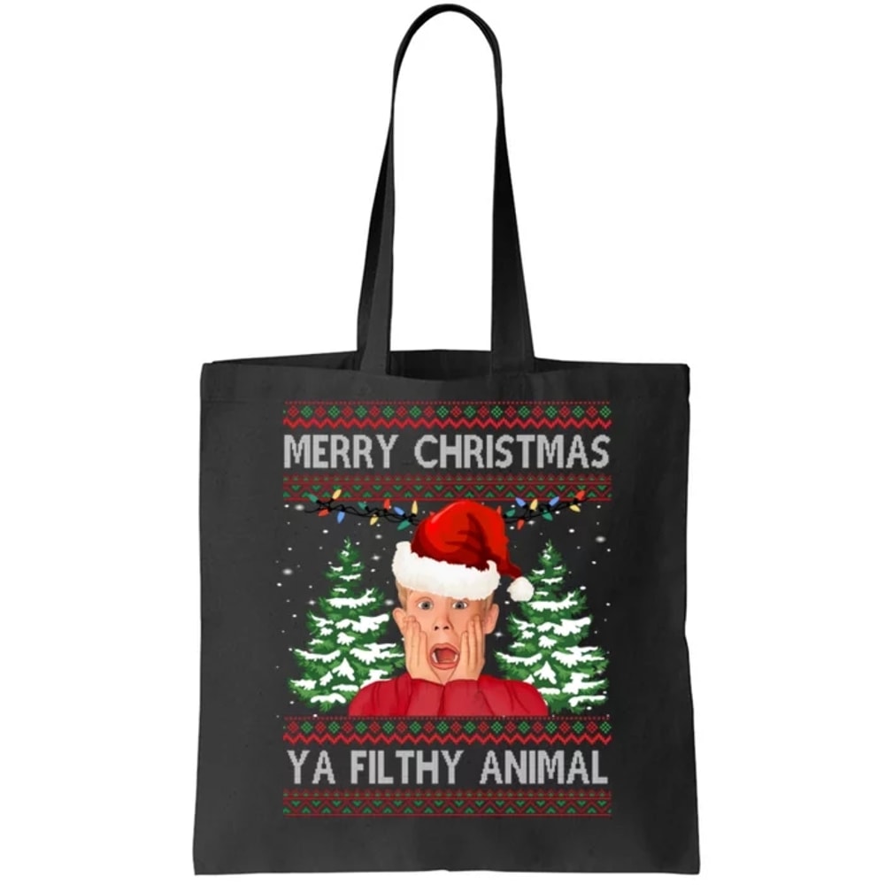 Merry Christmas Ya Filthy Animal Funny Ugly Christmas Tote Bag.jpg