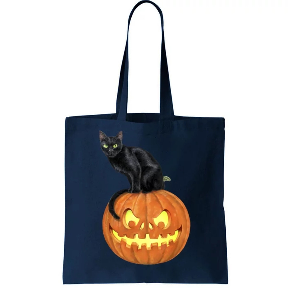 Black Cat Jack O' Lantern Pumpkin Tote Bag.jpg