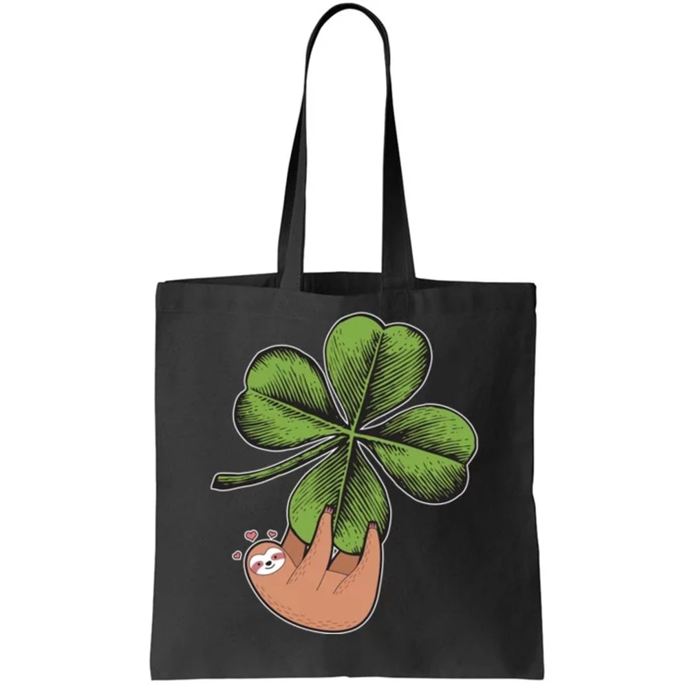Cute St Patrick's Day Shamrock Sloth Tote Bag.jpg