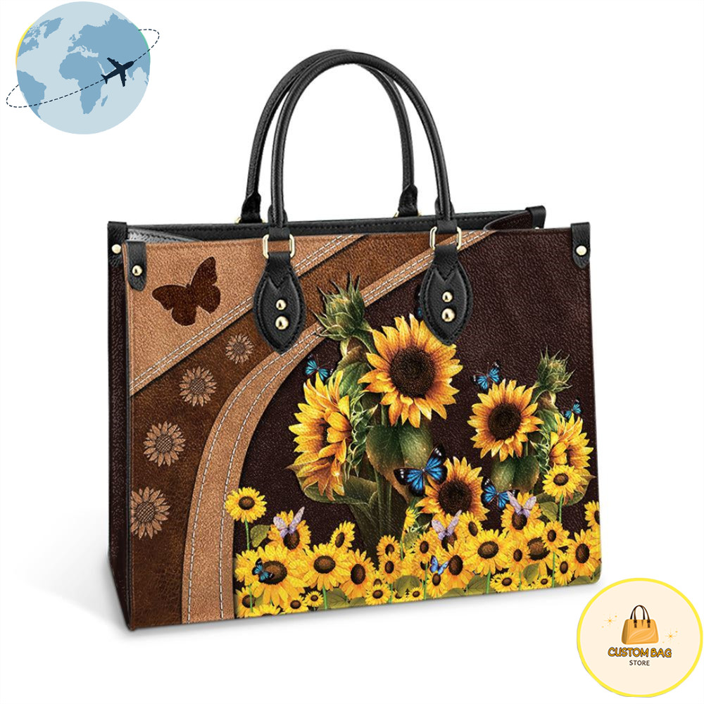 Butterfly Sunflowers Leather Women Handbags.jpg