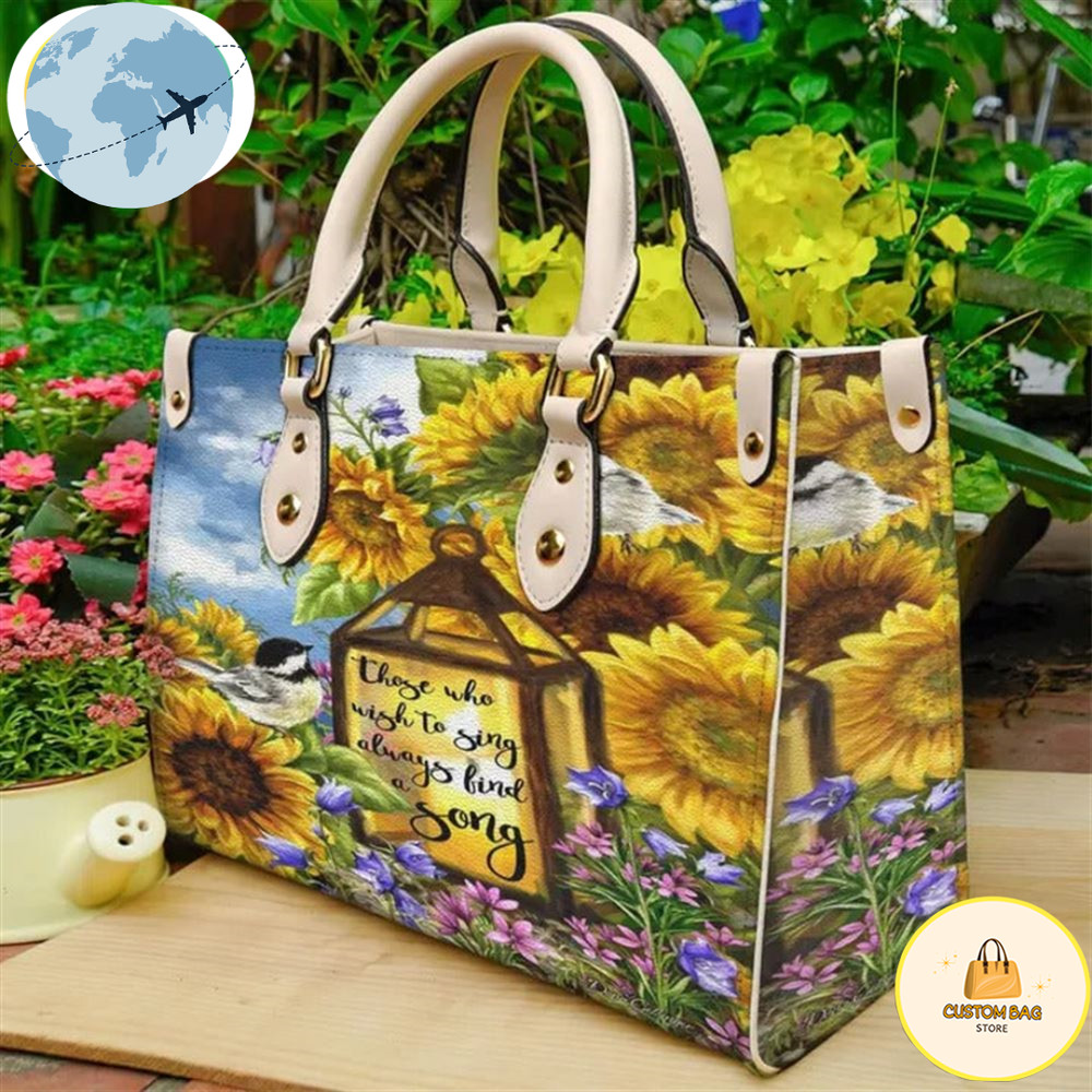 Choose To Shine Sunflower Butterfly Leather Women Handbags.jpg