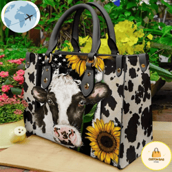 cow sunflower leather women handbags, custom bag, sport bag