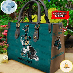 Custom Name Ncaa Coastal Carolina Chanticleers Mickey Leather Bag, Custom Bag, Sport Bag