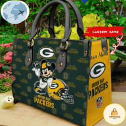 Custom Name Nfl Green Bay Packers Leather Bag, Custom Bag, Sport Bag