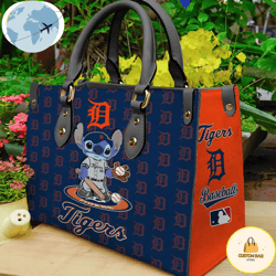 Detroit Tigers Stitch Women Leather Hand Bag, Custom Bag, Sport Bag