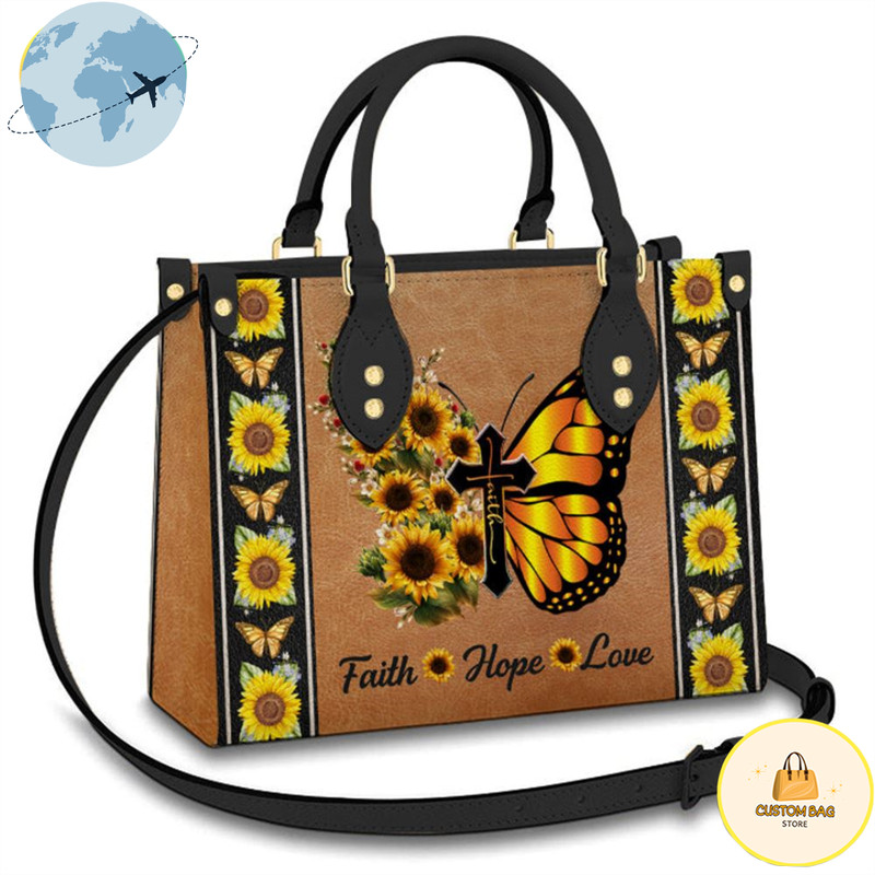 Faith Butterfly Sunflower Leather Women Handbags.jpg