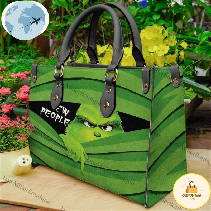 Grinch Christmas Leather Bag, Grinch Lover Handbag.jpg