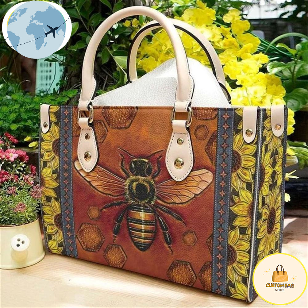 Honey Bee Sunflower Leather Women Handbags.jpg