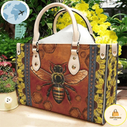 honey bee sunflower leather women handbags, custom bag, sport bag