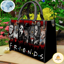 horror movie friends halloween leather handbag, custom bag, sport bag