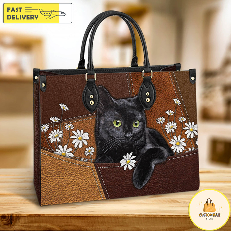 Black Cat Leather Bag, Cat Handbag, Custom Leather Bag, Woman Handbag.jpg