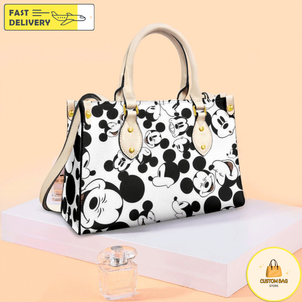 Black White Mickey Handbag, Anniversary Mickey Handbag, Disney Leatherr Handbag.jpg