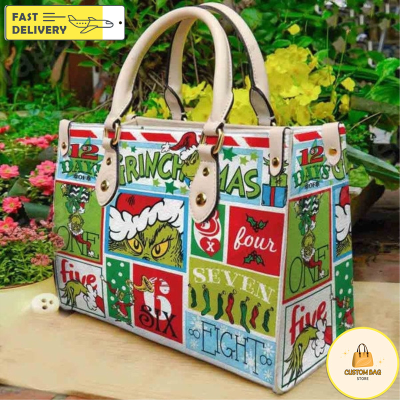 Christmas Grinch HighQuality Handbag, Grinch Lover Handbag, Custom Leather Bag 13.jpg