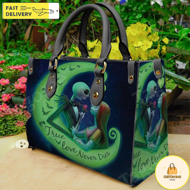 Jack Skellington True Love Never Dies Handbag, Christmas Leather Bag,Custom Leather Bag.jpg