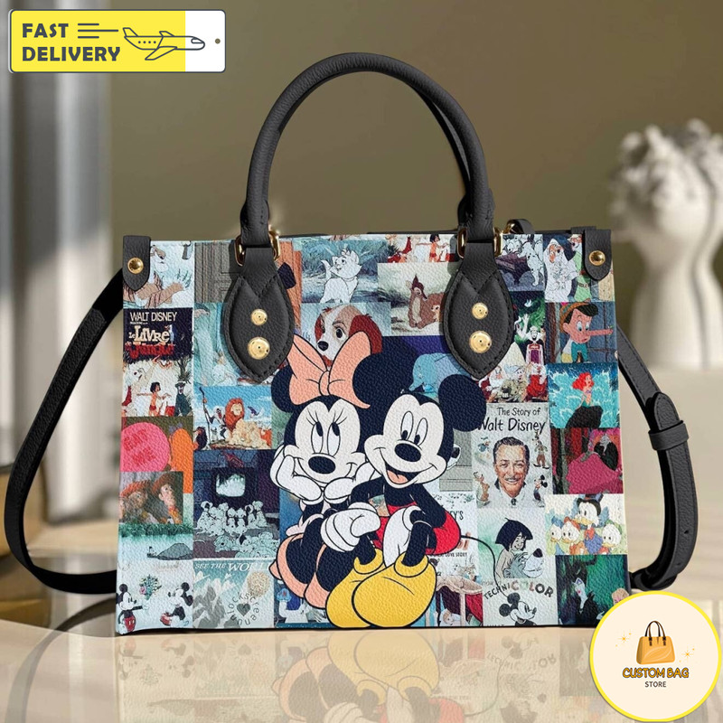 Mickey and Minnie Handbag, Disney Leather Handbag, Custom Mickey Women Leather Bag 1.jpg