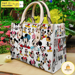 Mickey and Minnie Handbag,  Disney Leather Handbag, Custom Mickey Women Leather Bag 2