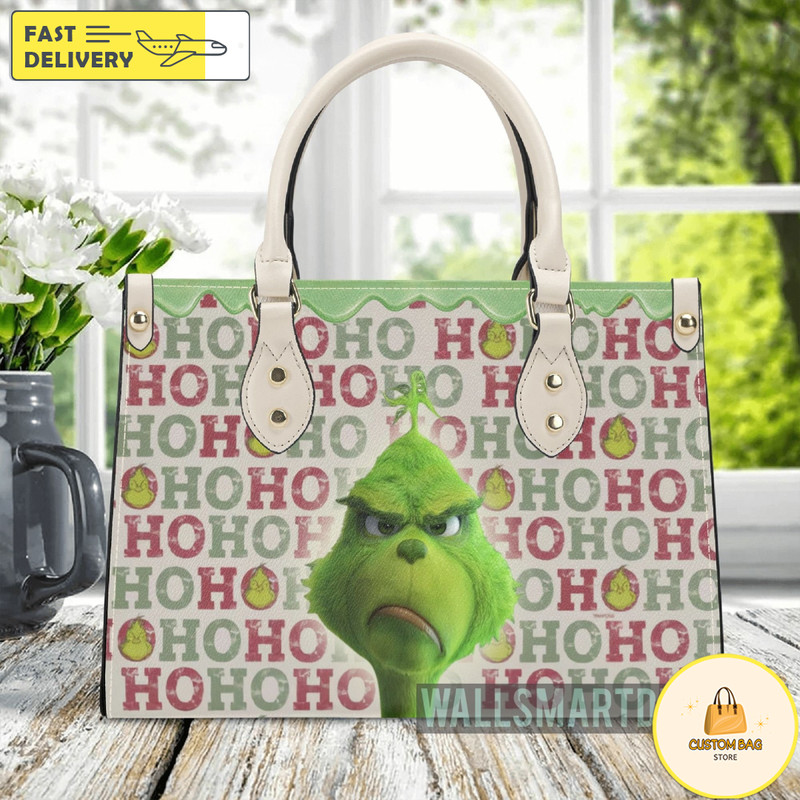 Personalized Christmas Grinch Ho Ho Ho Handbag, The Grinch Handbag, Grinch Leatherr Handbag.jpg
