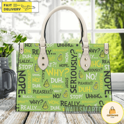 personalized christmas grinch seriously handbag, the grinch handbag, grinch leatherr handbag