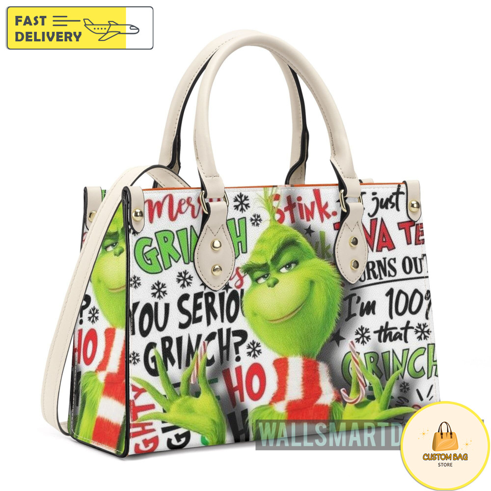 Personalized Cute Grinch Quotes Collection Handbag, The Grinch Handbag, Grinch Leatherr Handbag.jpg