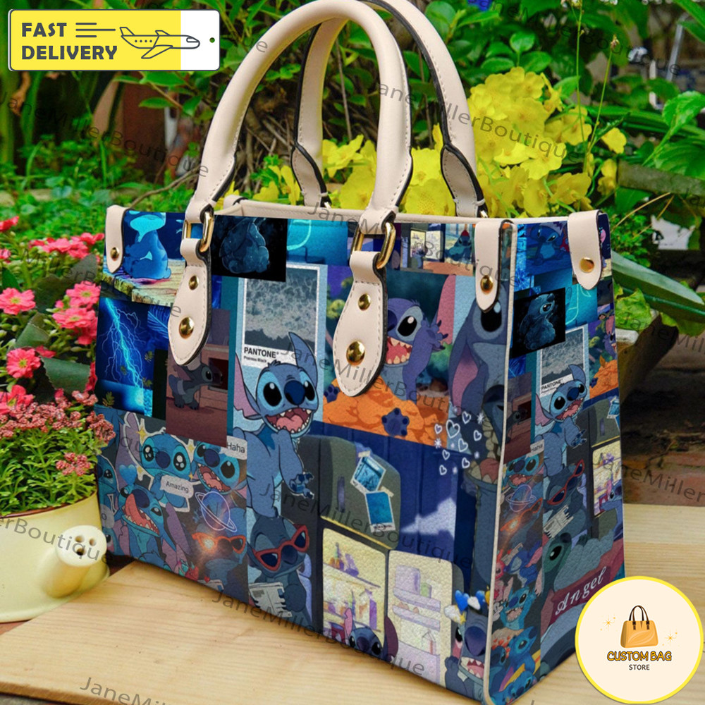 Stitch Disney Leather Bag, Stitch Lover Handbag, Custom Leather Bag, Woman Handbag 2.jpg