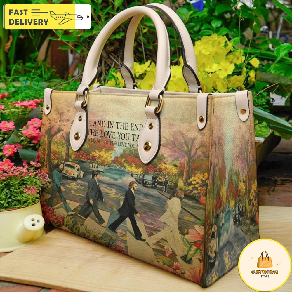 The Beatles Rock Band Leather Bag, Rock Music Handbag, Custom Leather Bag.jpg