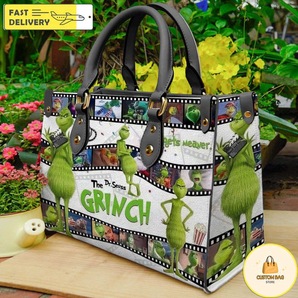 The Grinch Leather Handbag,Grinch Christmas Leather Bag,The Grinch Crossbody Bag 5.jpg