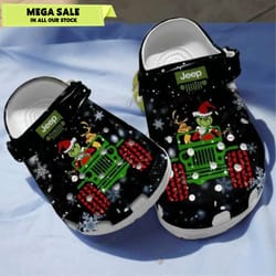 grinch and jeep christmas crocs black
