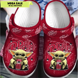 baby yoda hug dr pepper crocs clog shoes