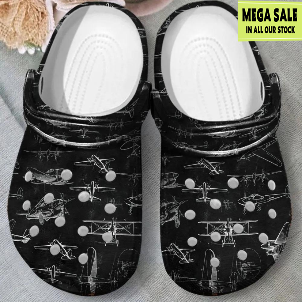 Airplane Patent Print Clog Shoes Crocs For Mens And Womens - T-shirts Low Price.jpg