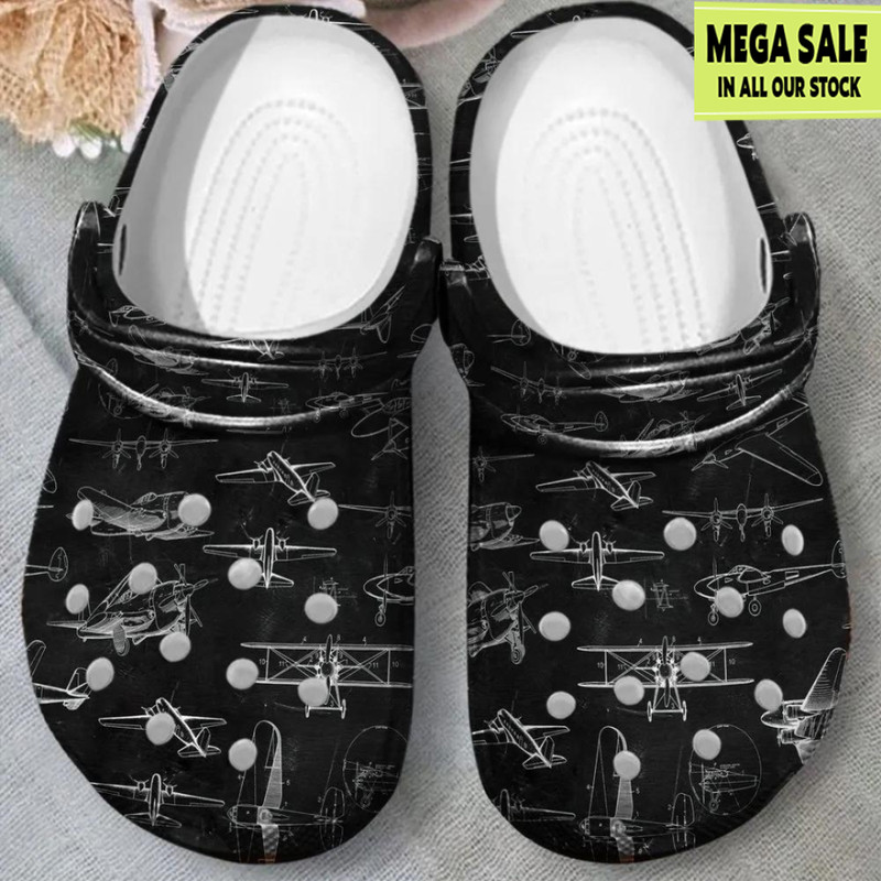 Airplane Patent Print Clog Shoes Crocs For Mens And Womens - T-shirts Low Price.jpg