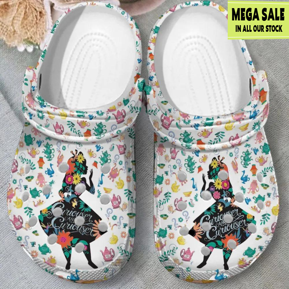 Alice In Wonderland Floral Crocs Clog Shoes - T-shirts Low Price.jpg