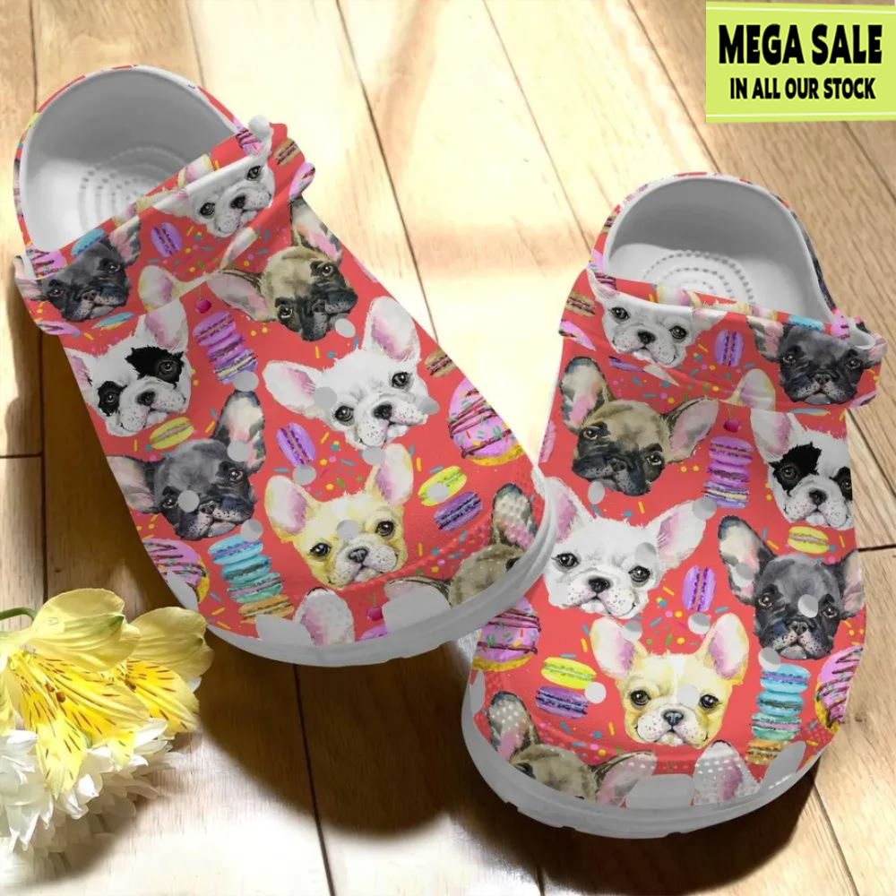 Baby French Bulldog And Colorful Macaron Crocs For Women - T-shirts Low Price.jpg