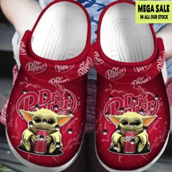 baby yoda hug dr pepper comfortable crocs clog slippers, custom crocs