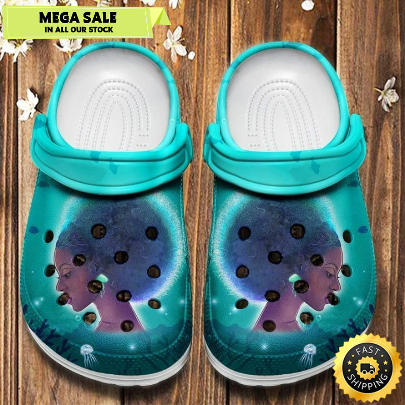 Afro Puffs Beach Crocs Clog Birthday Gift For Women Girl.jpg