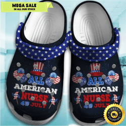 all american nurse crocbland 4th of july - nurse happy independence shoe clog gift