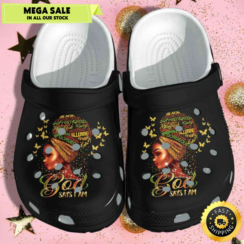 Black Girl Africa Culture God Says I Am Black Queen Crocs Crocband Clog Shoes.jpg