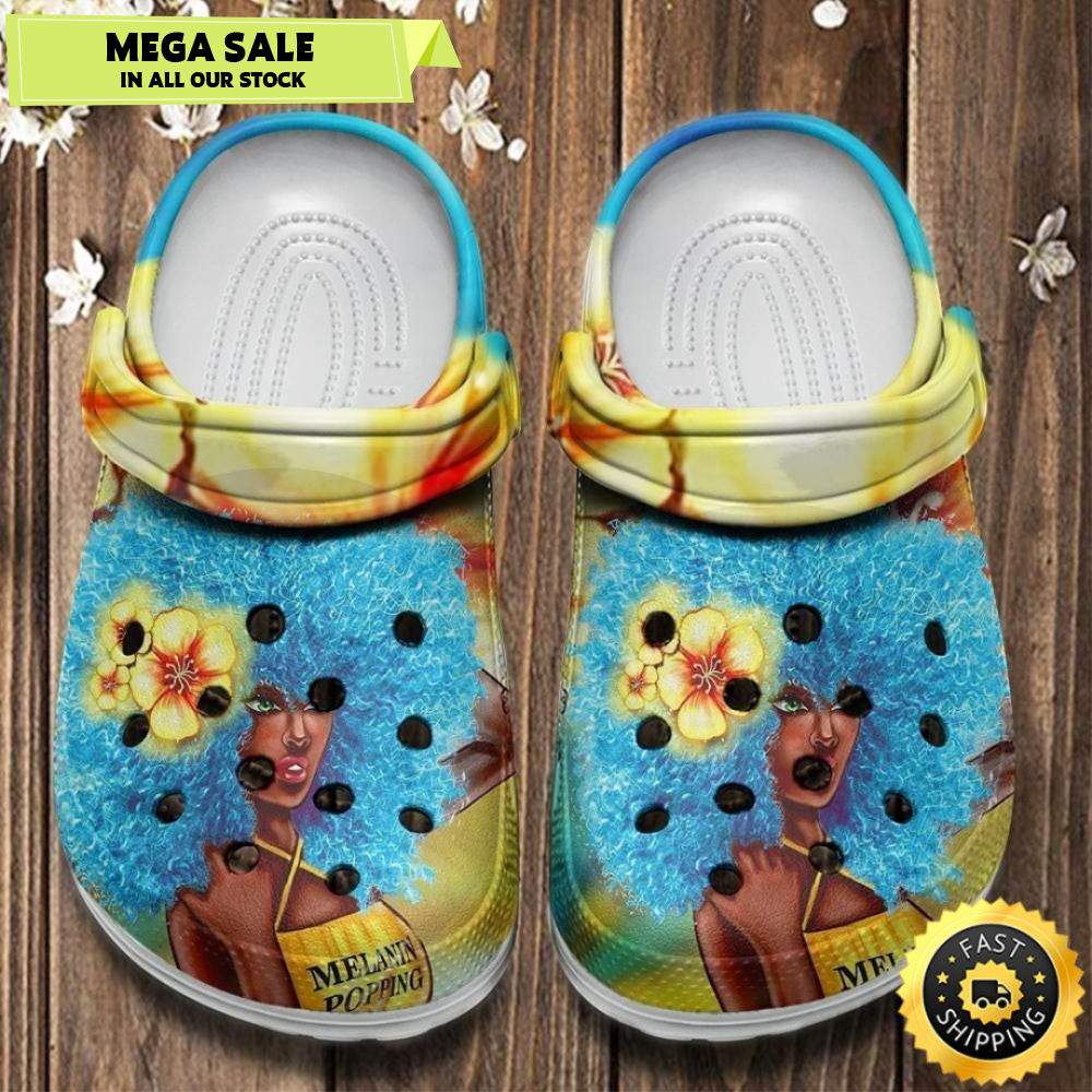 Blue Hair Melanin Poppin Custom Crocs Shoes Clogs.jpg
