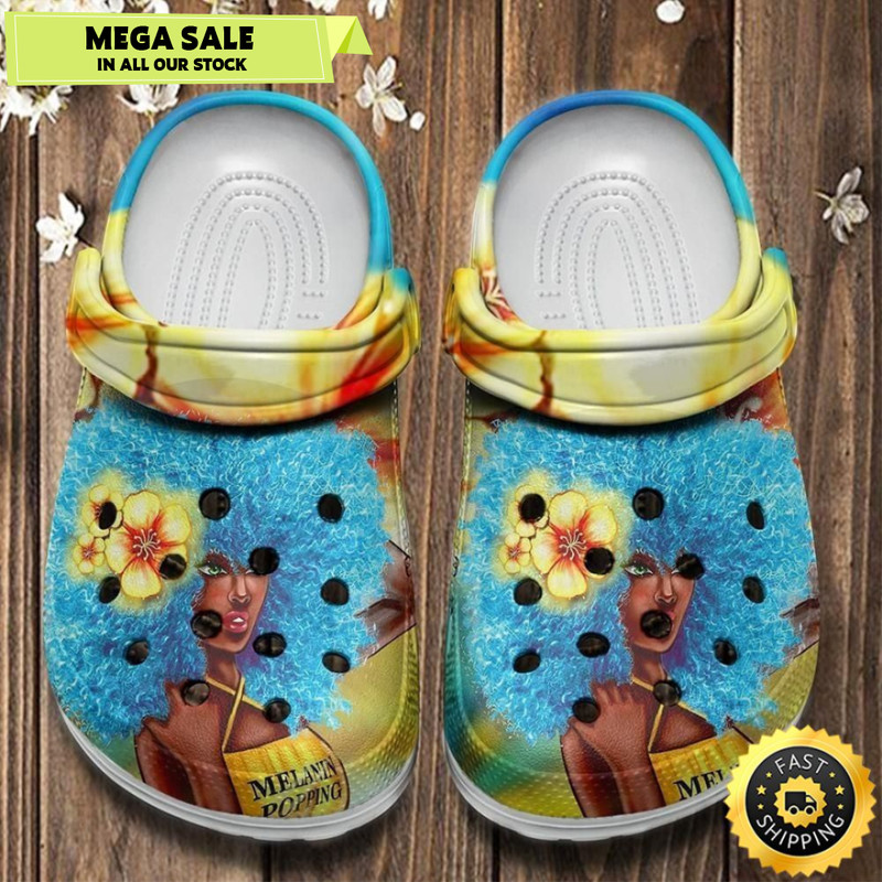 Blue Hair Melanin Poppin Custom Crocs Shoes Clogs.jpg