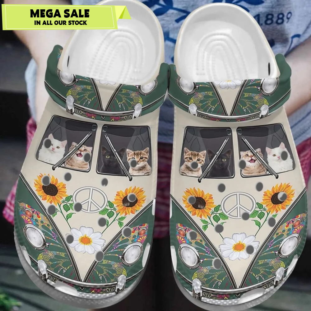Cat Clog Crocs Fashionstyle Comfortable For Women Men Hippie Bus And Cats.jpg