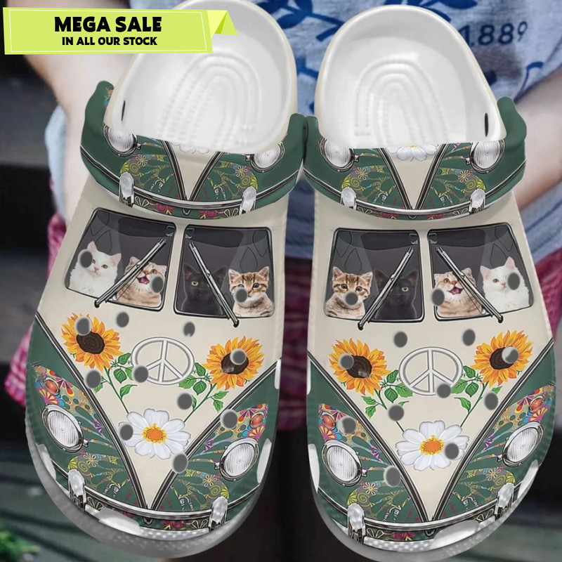 Cat Clog Crocs Fashionstyle Comfortable For Women Men Hippie Bus And Cats.jpg